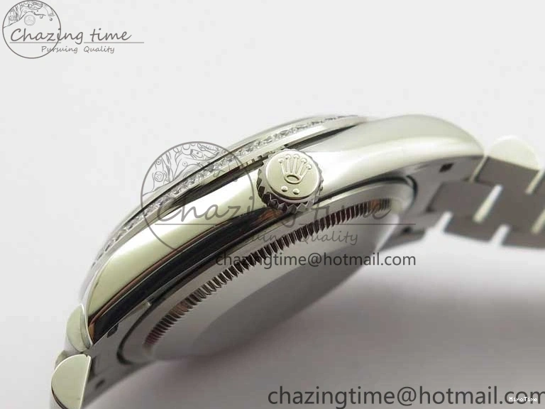 MiroTime 0309 SmoothTexture Day-Date 36mm 128239 SS Crystal BP Best Edition Black MOP Crystal Marker Dial on SS President Bracelet A 2681